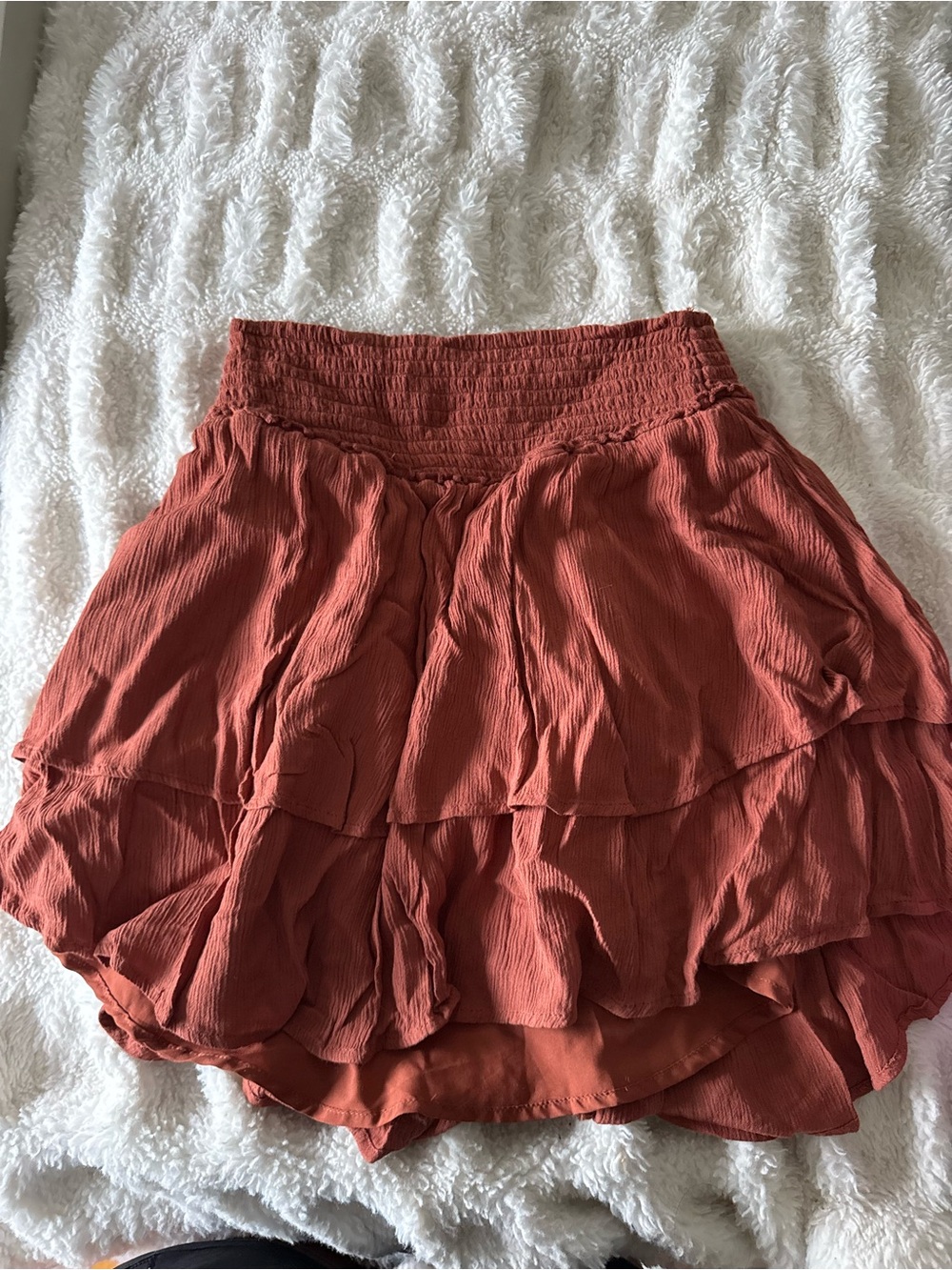 Hollister Rust Orange Tiered Smocked Skater Skirt
